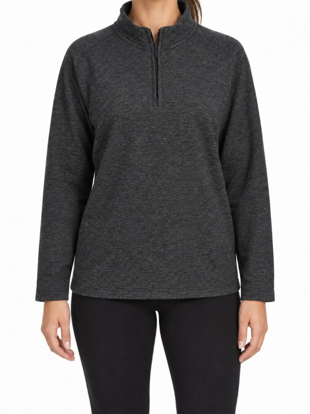 Van Heusen Charcoal Gray Quarter-Zip Pullover Sweater, M - Picture 1 of 6